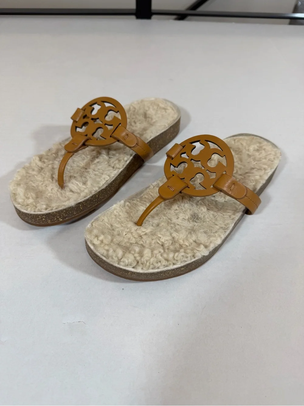 NWOT Tory Burch Miller Cloud Shearling-Nappa Leather Sandals | Size 8.5
